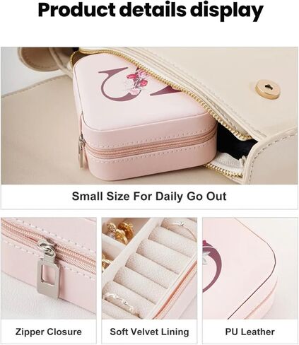 Travel Jewelry Organizer with Mirror | Small Portable Jewelry Box Case | Birthday Christmas Gifts for Women | Jewellery Storage Holder for Ring Earring Necklace Organizer - Floral Letter A in Saudi Arabia