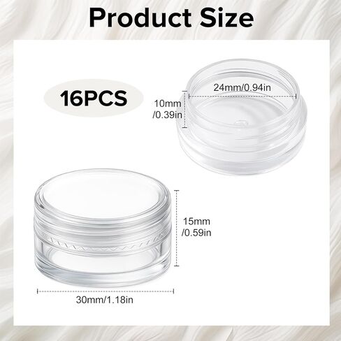 Tokusatsu 16Pcs Small Bead Storage Organizer Containers, Clear Plastic Display Box, Round Gemstone Holder Case with Screw Top Lids and Soft Sponge for Jewelry, Gems, Beads, Small Items in Saudi Arabia
