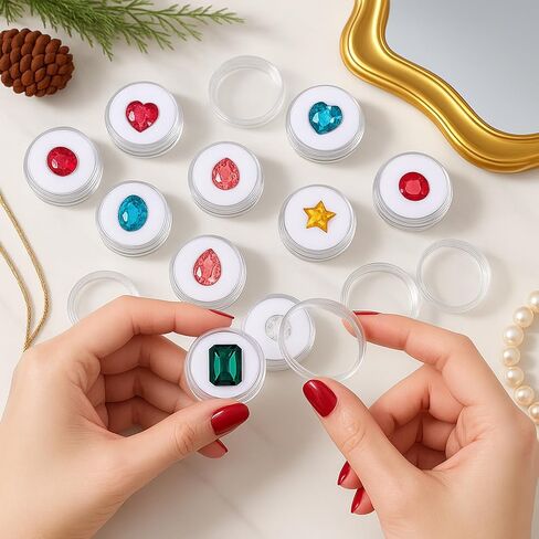 Tokusatsu 16Pcs Small Bead Storage Organizer Containers, Clear Plastic Display Box, Round Gemstone Holder Case with Screw Top Lids and Soft Sponge for Jewelry, Gems, Beads, Small Items in Saudi Arabia