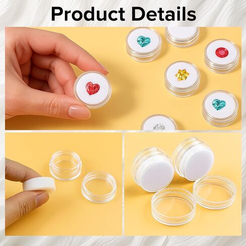 Tokusatsu 16Pcs Small Bead Storage Organizer Containers, Clear Plastic Display Box, Round Gemstone Holder Case with Screw Top Lids and Soft Sponge for Jewelry, Gems, Beads, Small Items in Saudi Arabia