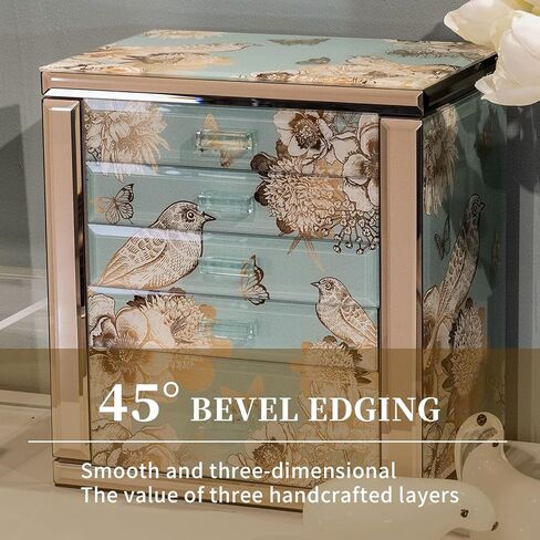 Glass Vintage Jewelry Box,5-Layer Jewelry Case,Green Jewelry Storage for Women,Decorative Gift Box,Jewelry Organizer For Necklaces Rings Earrings Bracelets in Saudi Arabia