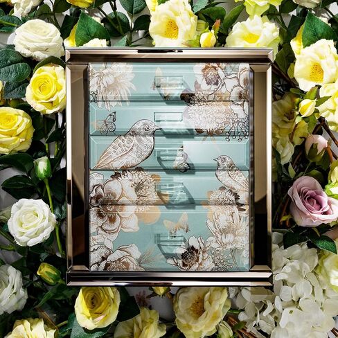 Glass Vintage Jewelry Box,5-Layer Jewelry Case,Green Jewelry Storage for Women,Decorative Gift Box,Jewelry Organizer For Necklaces Rings Earrings Bracelets in Saudi Arabia