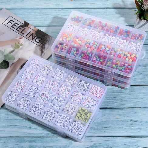 24 Grids Clear Plastic Organizer Box with Adjustable Dividers, Small Craft Organizers and Storage, Clear Compartment Container Storage for Jewelry, bead, DIY Crafts, Fishing Tackles, Small Parts in Saudi Arabia