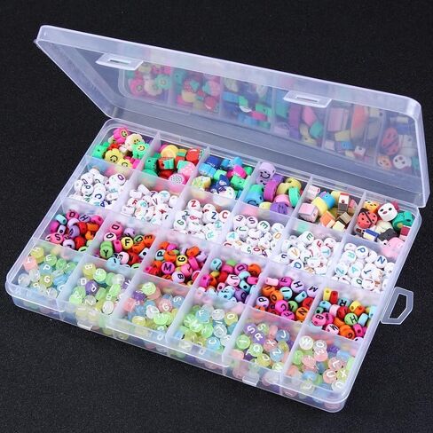 24 Grids Clear Plastic Organizer Box with Adjustable Dividers, Small Craft Organizers and Storage, Clear Compartment Container Storage for Jewelry, bead, DIY Crafts, Fishing Tackles, Small Parts in Saudi Arabia