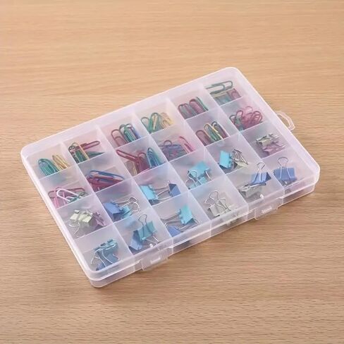 24 Grids Clear Plastic Organizer Box with Adjustable Dividers, Small Craft Organizers and Storage, Clear Compartment Container Storage for Jewelry, bead, DIY Crafts, Fishing Tackles, Small Parts in Saudi Arabia