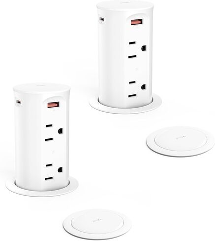 منبثقة منبثقة لـ Contertop مع USB C ، GROMMET 2.5 بوصة سطح المكتب ، 4 منافذ منافذ USB ، حبل سطح مقاوم للعبث 15A ، منفذ موفر للفضاء ، سلك 6 أقدام in Kuwait