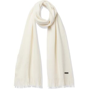 BOSS Wool Fabric Basic Scarf with Logo Plaque, Milky Way, One Size in Kuwait