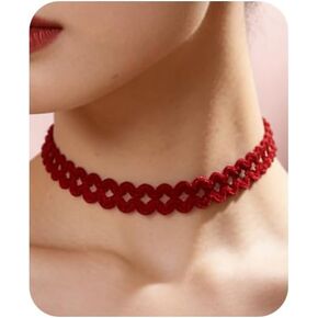 Red Choker for Women Red Lace Choker Necklace Adjustable Gothic Tattoo Lace Chokers Classic Collar Necklaces for Women in Saudi Arabia
