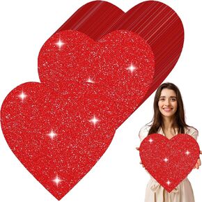 Ctosree 50 Pcs Valentine's Day Glitter Heart Cutouts 12 Inch Large Paper Cards Red Heart Decorations for Valentine's Day Craft Bulletin Board Wall Classroom Decoration in Saudi Arabia