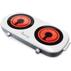 Davivy Electric Hot Plate ، لوحة خزفية كهربائية ، موقد كهربائي محمول الأشعة تحت الحمراء مع درجة حرارة قابلة للتعديل ، كونترتوب 7 بوصات للمنزل/المخيم لجميع أدوات الطبخ (مزدوجة) in Kuwait