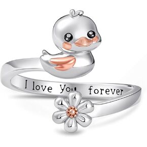 TYSO Chicken Ring 925 Sterling Silver Chicken Hen Egg Open Rings Chicken Lover Gifts for Women Animal Adjustable Ring Jewelry for Women in Kuwait