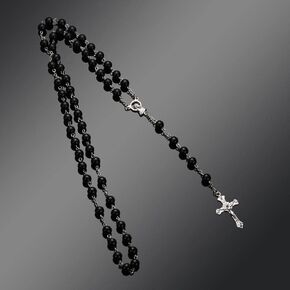 Charm Vintage Virgin Mary Pendant Rosary Beads Chain Cross Necklace Jesus(black) in Kuwait