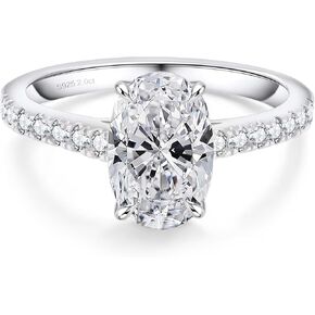 KRKC&CO Moissanite Rings for Women, Anniversary Bridal Promise Gift for Her, 925 Sterling Silver Moissanite Engagement Rings 1.0-3.0 CT, 4-Prong D Color VVS1 with White Gold (Drill bridge boom-2CT) in Saudi Arabia