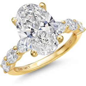 Gem Stone King 1.90 إلى 5.90 Cttw IGI Certified Lab Grown Diamond في خاتم خطوبة من الذهب الأصفر عيار 14 قيراط للنساء | لون E-F | وضوح VS1-VS2 | خاتم الذكرى الزفاف in Kuwait