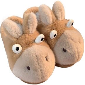 Donkey Animal Slippers for Women Cute Fluffy Cartoon Home Winter Warm Indoor Funny Cotton Men Shoes in Saudi Arabia
