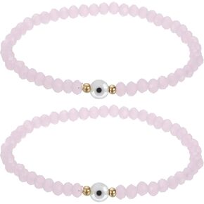 MECCANIXITY Turkish Evil Eye Bracelets, Good Luck Protection Crystal Bead Stretch Bracelets Charm for Women Men Stackable Blessing Jewelry in Saudi Arabia