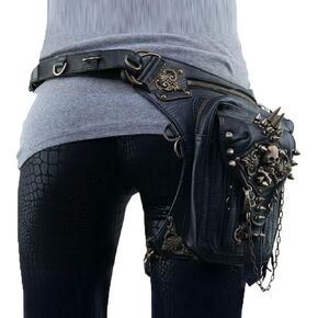 Rock PU Leather Shoulder Bag Vintage Gothic Retro Steampunk Waist Pack Shoulder Bag Handbag Leg Purse in Saudi Arabia