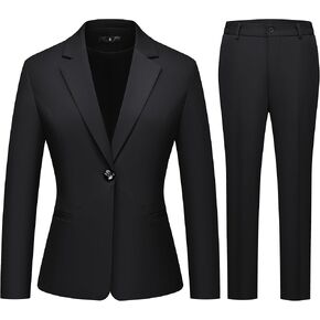 Women's Business Suits for Work Professional 2 Piece Sets Pants Suits Slim Fit Casual Outfits Tuxedo for Office-Black-L in Saudi Arabia
