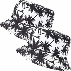 قطعتان من قبعات دلو نخيل جوز الهند للنساء والرجال للحماية من الشمس بحافة واسعة قبعات الشاطئ الصيفية قبعة دائرية للصيادين in Kuwait