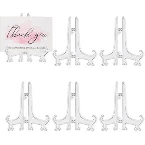 PATIKIL 4 Inch Acrylic Plate Stand for Display, 6 Pack Acrylic Easel Display Stand Foldable Clear Easel Plate Holder for Picture Frames Photo Card CD Book Home Decoration, Clear in Saudi Arabia