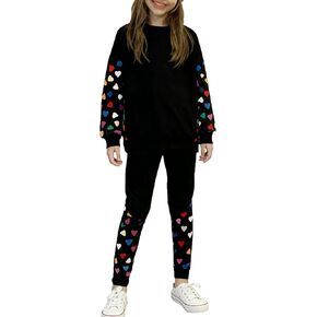 LecGee Girls Sweatshirt Set Casual Long Sleeve Teen Girl's Fall Pullover Legging Pants Printed 2 Piece Outfit for 4-15Y in Saudi Arabia