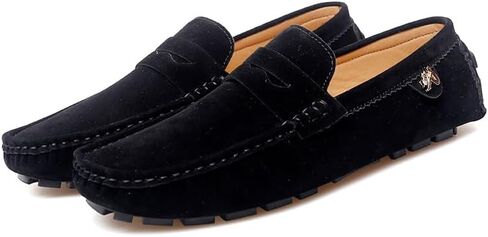 Mens Loafers Round Toe Suede Vamp Penny Driving Loafers Flexible Anti-Slip Flat Heel Wedding Fashion Slip-on in Saudi Arabia