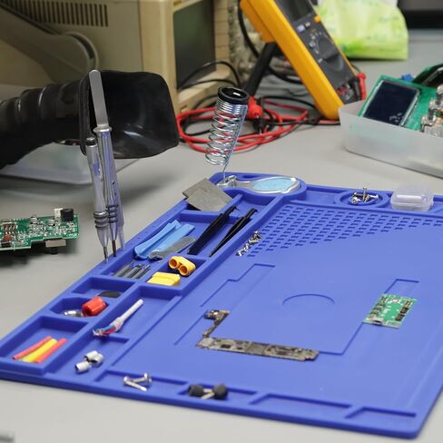 YIHUA M180 Anti-Slip Magnetic Insulation 500℃ Heat-Resistant Silicone Work Mat for Soldering, SMD Rework, Mobile Phone, Laptop, Electronics Repair and DIY Size: 17.32 x 12.20 Inches (M180) in Kuwait