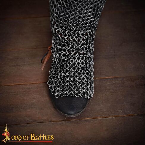 سيد المعارك في العصور الوسطى Chainmail Chausses | درع ساق مصنوع يدويًا مقاس 16 | إعادة تمثيل تاريخية، LARP، كوسبلاي in Kuwait