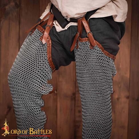 سيد المعارك في العصور الوسطى Chainmail Chausses | درع ساق مصنوع يدويًا مقاس 16 | إعادة تمثيل تاريخية، LARP، كوسبلاي in Kuwait