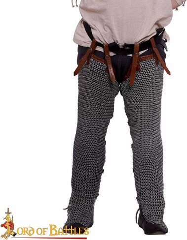 سيد المعارك في العصور الوسطى Chainmail Chausses | درع ساق مصنوع يدويًا مقاس 16 | إعادة تمثيل تاريخية، LARP، كوسبلاي in Kuwait