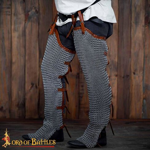 Lord of Battles Medieval Chainmail Chausses | Handcrafted 16 Gauge Leg Armor | Historical Reenactment, LARP, Cosplay in Saudi Arabia