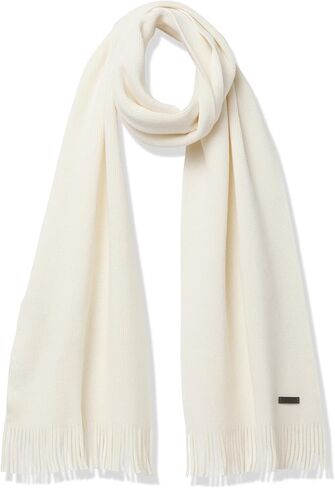 BOSS Wool Fabric Basic Scarf with Logo Plaque, Milky Way, One Size in Kuwait
