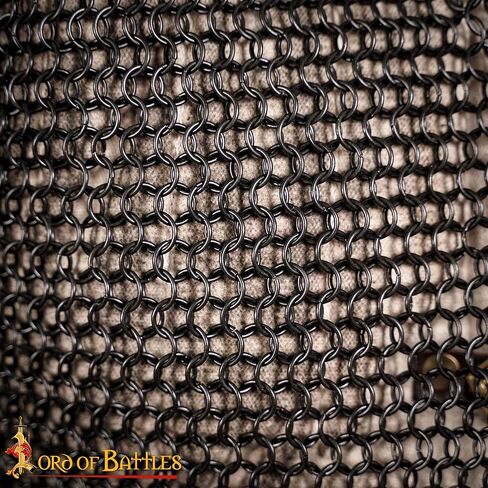 Lord of Battles Medieval Chainmail Hauberk Shirt 10mm 16 Gauge Mild Steel Butted Round Rings Armor Hauberk Chainmail Costume Perfect for LARP, SCA, Ren fair Black in Saudi Arabia