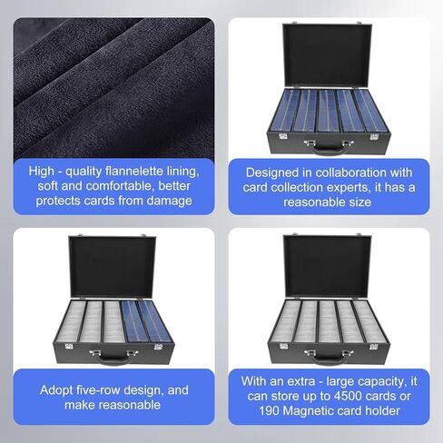 Toploader Storage Box，Sports Card Storage Boxes，Aluminum alloy frame，Trading Card case Hold 4500+ Cards，Detachable partition，for Sports Cards，Top Loaders，magnetic card holders (Black, 4500+) in Kuwait