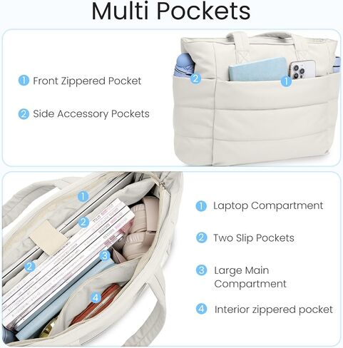 Puffer Tote Bag for Women, Lightweight Puffy Quilted Tote Bag Work Nurse Bag Shoulder Handbag for Travel, Gym in Saudi Arabia