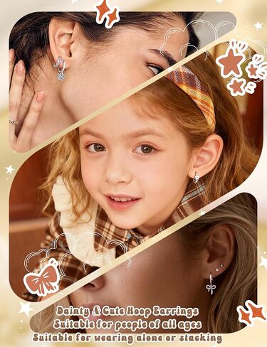 LOYALLOOK Small Hoop Earrings for Women Hypoallergenic Huggie Hoop Earrings for Sensitive Ears Cute Butterfly Earrings Colorful CZ Daisy Heart Bow Dangle Earring Set in Saudi Arabia