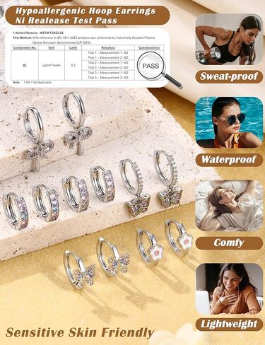 LOYALLOOK Small Hoop Earrings for Women Hypoallergenic Huggie Hoop Earrings for Sensitive Ears Cute Butterfly Earrings Colorful CZ Daisy Heart Bow Dangle Earring Set in Saudi Arabia