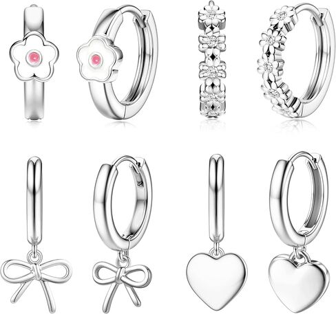 LOYALLOOK Small Hoop Earrings for Women Hypoallergenic Huggie Hoop Earrings for Sensitive Ears Cute Butterfly Earrings Colorful CZ Daisy Heart Bow Dangle Earring Set in Saudi Arabia
