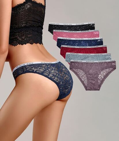 Women's Lace Cheeky Underwear, Sexy Underwear Low Rise Panties 6 Pcs in Saudi Arabia