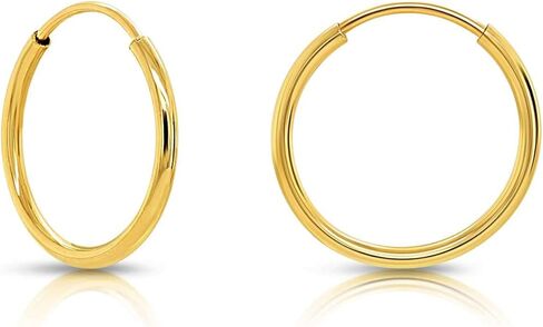 10k Yellow Gold Shiny Endless Round Hoop Earrings in Saudi Arabia