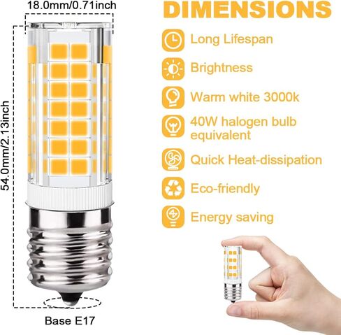 KINDEEP E17 LED Bulb Dimmable, 4W, Daylight White 6000K, Microwave Oven Light Bulbs Equivalent 40W, Ceramic Construction, Versatile Compatibility in Kuwait