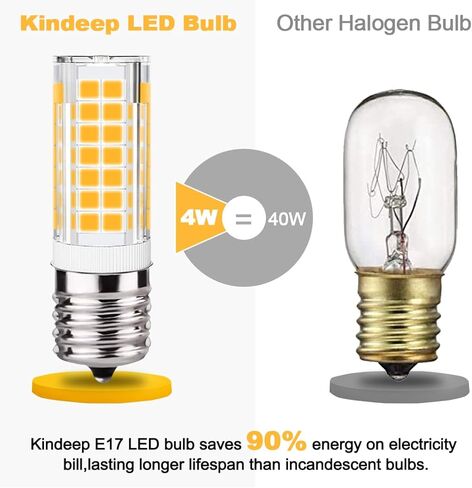 KINDEEP E17 LED Bulb Dimmable, 4W, Daylight White 6000K, Microwave Oven Light Bulbs Equivalent 40W, Ceramic Construction, Versatile Compatibility in Kuwait