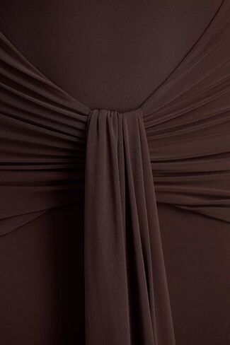 Women's V Neck Mermaid Prom Dresses with Tie 2026 Long Sleeve Pleated Silk Formal Evening Gowns in Saudi Arabia