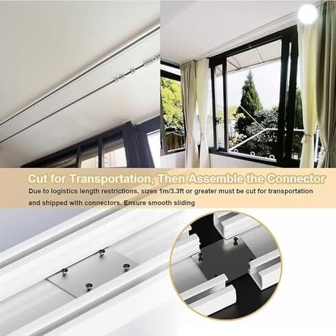 Heavy Duty Double Curtain Track System - Ceiling Mounted Drapery for Living Room, Bedroom, Hospital - Durable, Versatile, Easy Install Window Treatment Solution, 2.5m in Saudi Arabia