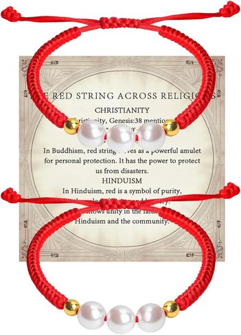 2Pc Handmade Couples Bracelets Red Ankle Bracelets for Women, Red String Rope Bracelets for Protection Jewelry, Christian Good Luck Teen Friendship Mother Daughter Bracelets Christmas Gifts in Saudi Arabia