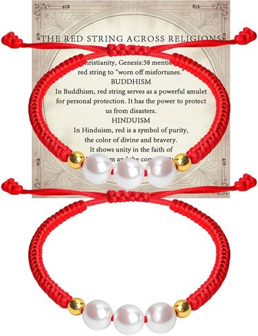 2Pc Handmade Couples Bracelets Red Ankle Bracelets for Women, Red String Rope Bracelets for Protection Jewelry, Christian Good Luck Teen Friendship Mother Daughter Bracelets Christmas Gifts in Saudi Arabia