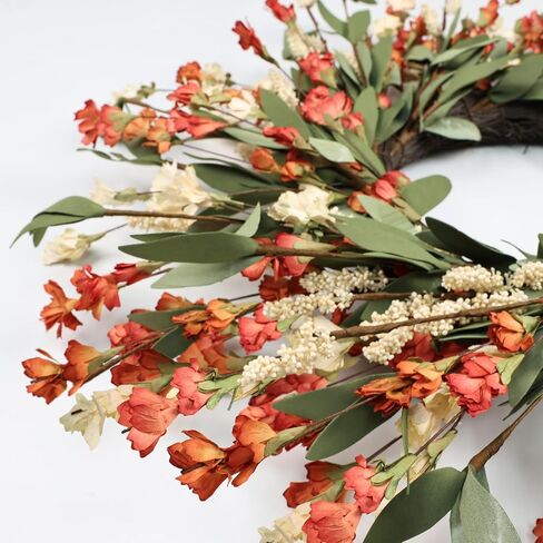 24 inch Fall Wreaths for Front Door Outside Fall Door Wreath Fall Decorations for Home Decor Autumn Wreath for Fall Front Porch Thanksgiving Harvest Halloween Farmhouse Outdoor Indoors Window Wall in Saudi Arabia