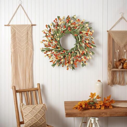 24 inch Fall Wreaths for Front Door Outside Fall Door Wreath Fall Decorations for Home Decor Autumn Wreath for Fall Front Porch Thanksgiving Harvest Halloween Farmhouse Outdoor Indoors Window Wall in Saudi Arabia