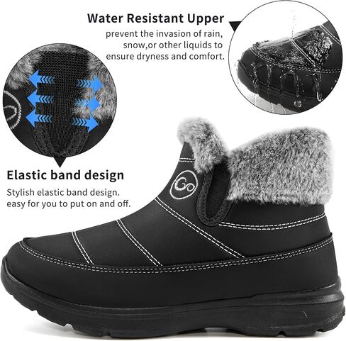 Winter Snow Boots for Women: Warm Fur Lined Ankle Booties Waterproof Non Slip Outdoor Comfortable Ladies Shoes for Daily Travel in Saudi Arabia