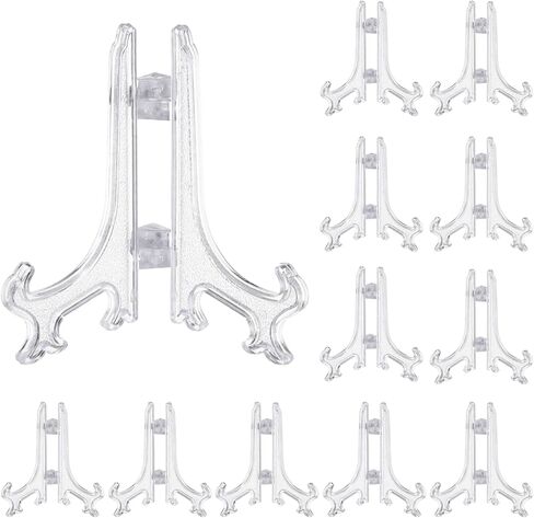 12Pcs 3 Inch Transparent Acrylic Easel Display Stands, Baseball Card Stand Easels Stand Display Stand Plate Holder for Card Easel Photo Frame Desktop in Saudi Arabia